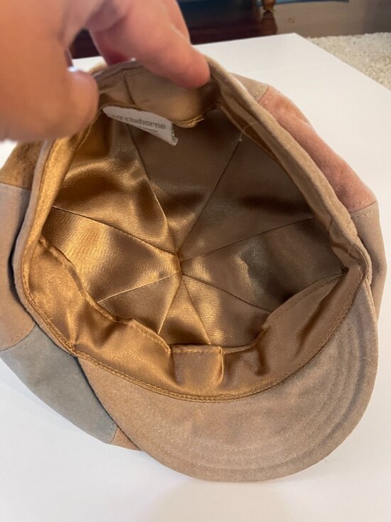 Vintage Y2K Liz Claiborne Suede Patchwork Baker Boy Hat main image 5